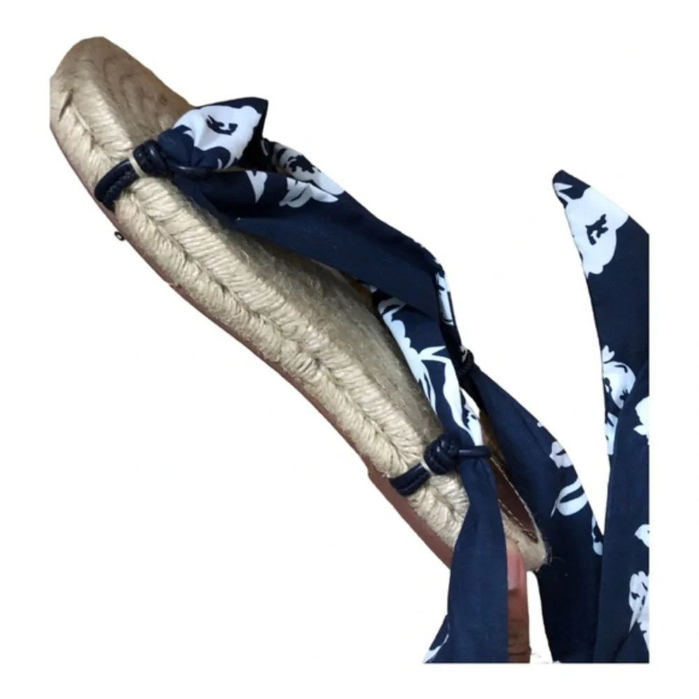 Polo Ralph Lauren made in spain blue floral ankle tie espadrilles‎ flats size 9B